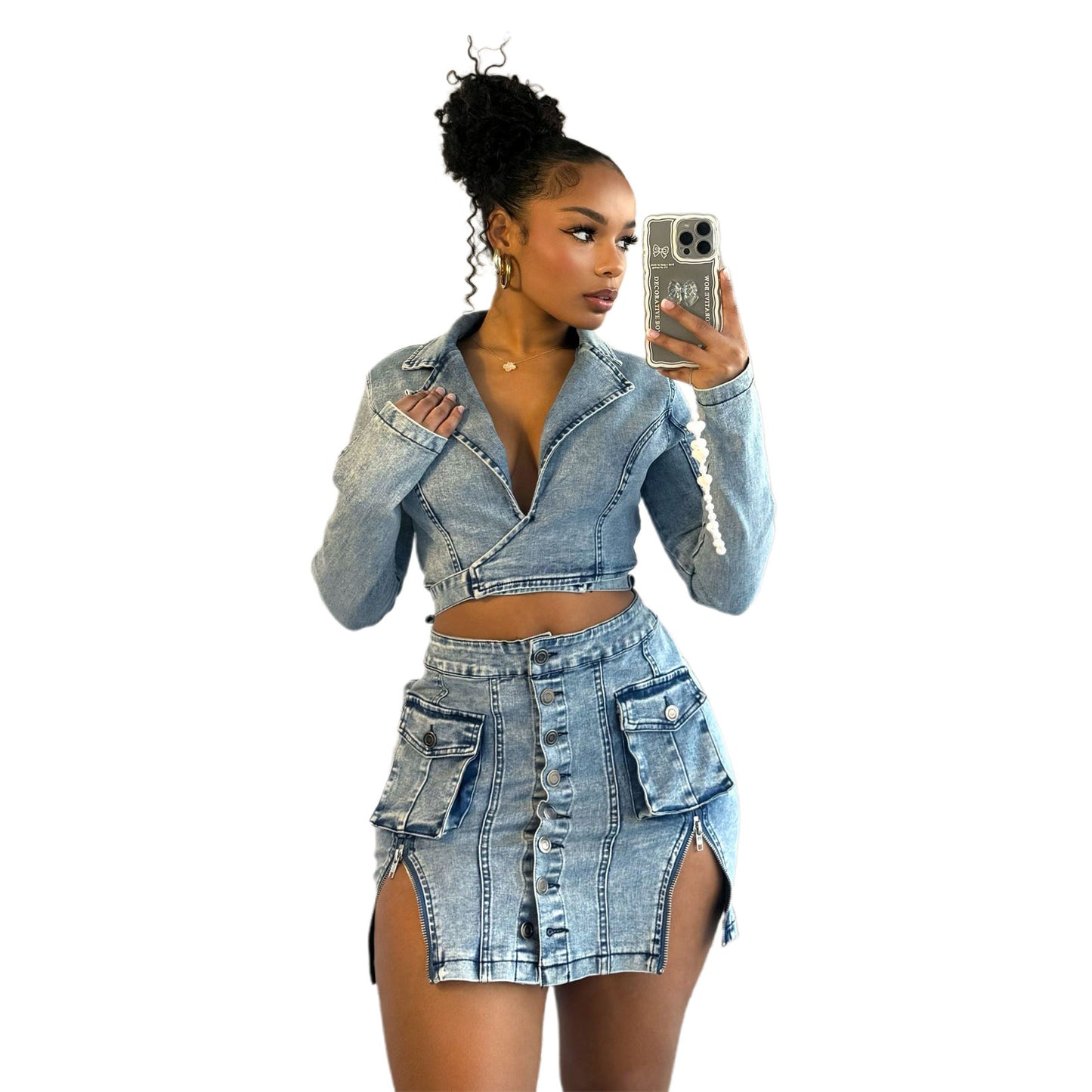 Denim Skirt Set
