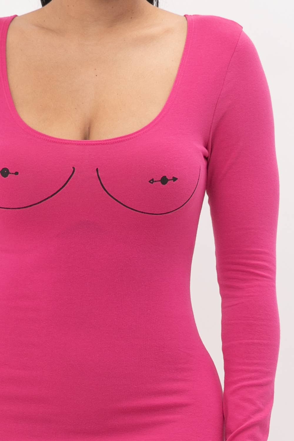 Screen Print Long Sleeve Bodycon Dress