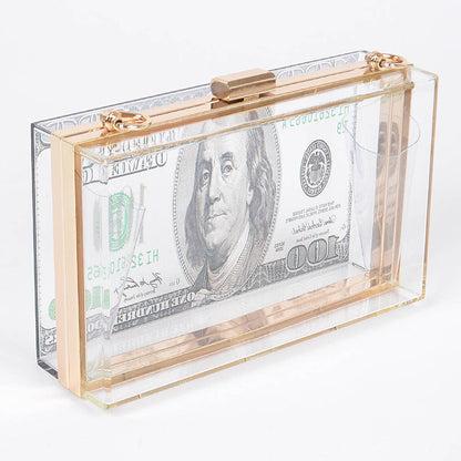 Money Printed Transparent Hard Case Bag