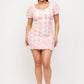 Mesh Inside Lining Flower Detail Mini Dress