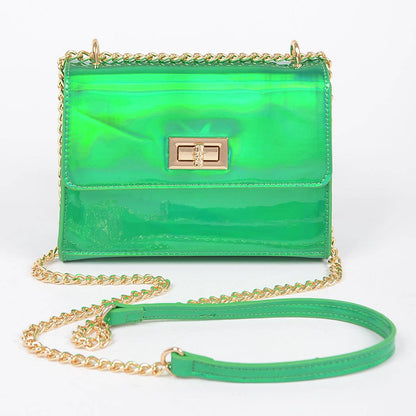 Mirror Metallic Flap Crossbody Bag