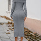 Off-Shoulder Long Sleeve Wrap Dress