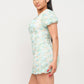 Mesh Inside Lining Flower Detail Mini Dress