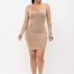 Screen Print Long Sleeve Bodycon Dress
