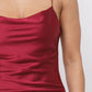 Satin Solid Cowl Neck Spaghetti Strap Bodycon Mini Dress