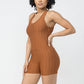 Honeycomb Jacquard Sleeveless Cross Back Romper