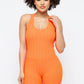 Honeycomb Jacquard Sleeveless Cross Back Romper