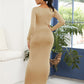 Round Neck Long Sleeve Maxi Wrap Dress