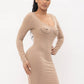 Screen Print Long Sleeve Bodycon Dress