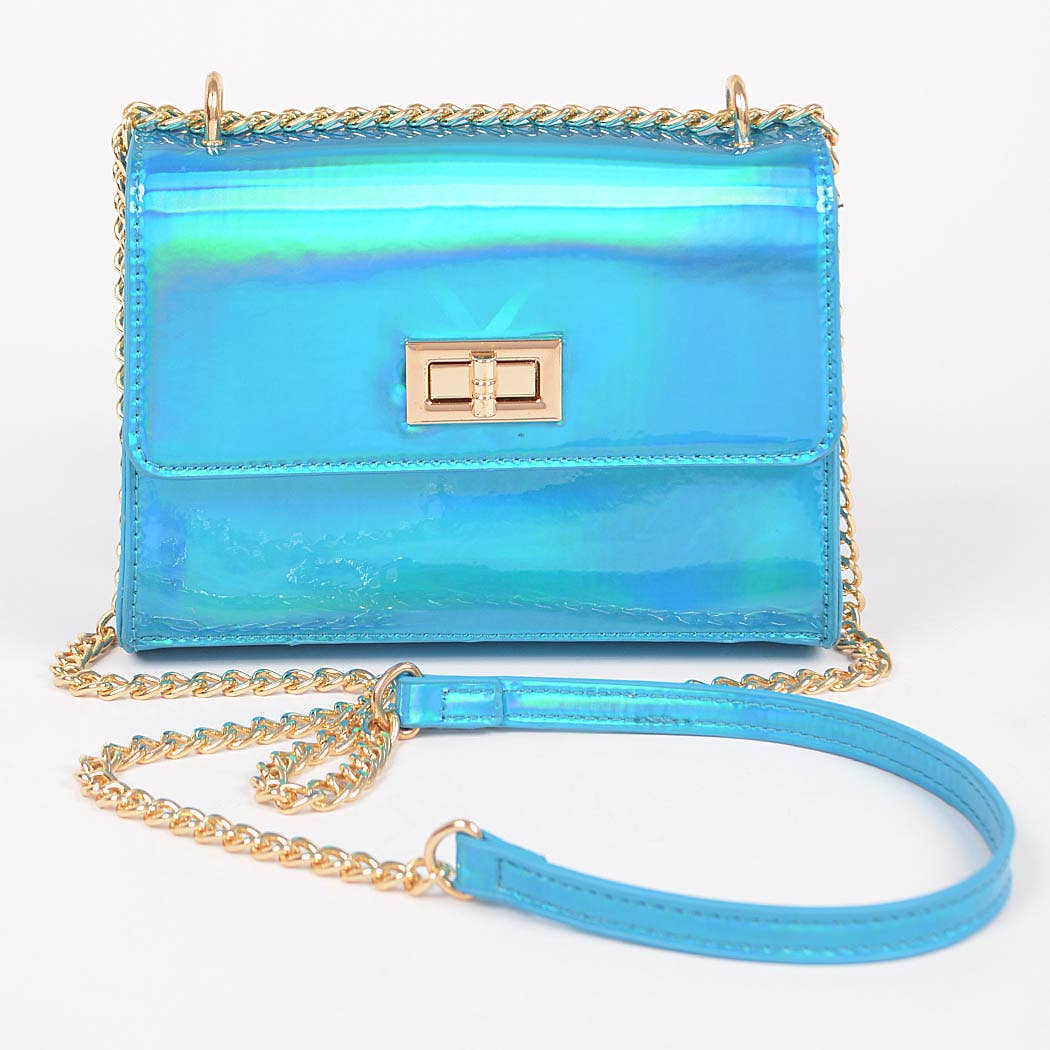 Mirror Metallic Flap Crossbody Bag