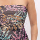 Power Mesh Print Inside Full Lining Ruched Tube Mini Dress