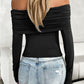 Ruched Off-Shoulder Long Sleeve T-Shirt