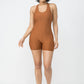 Honeycomb Jacquard Sleeveless Cross Back Romper