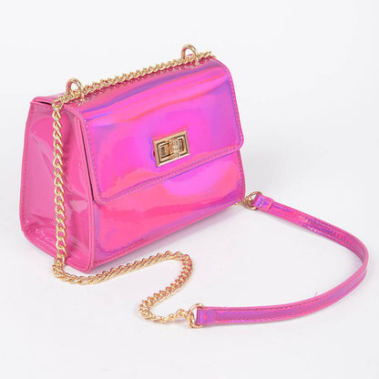 Mirror Metallic Flap Crossbody Bag