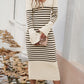 Devine Striped V-Neck Long Sleeve Sweater Dress