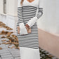 Devine Striped V-Neck Long Sleeve Sweater Dress