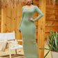 Round Neck Long Sleeve Maxi Wrap Dress