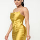 Satin Solid Cowl Neck Spaghetti Strap Bodycon Mini Dress