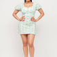 Mesh Inside Lining Flower Detail Mini Dress