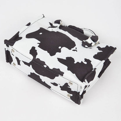 HPC5125 COW PRINTED WHITE DENIM MED TOTE BAG