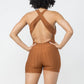 Honeycomb Jacquard Sleeveless Cross Back Romper