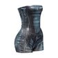 Foiled tube romper with denim bodyprint