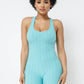 Honeycomb Jacquard Sleeveless Cross Back Romper