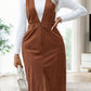 Perfee Slit Overall Dress with Pockets