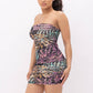 Power Mesh Print Inside Full Lining Ruched Tube Mini Dress