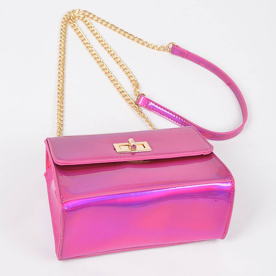 Mirror Metallic Flap Crossbody Bag