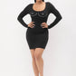 Screen Print Long Sleeve Bodycon Dress