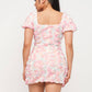 Mesh Inside Lining Flower Detail Mini Dress