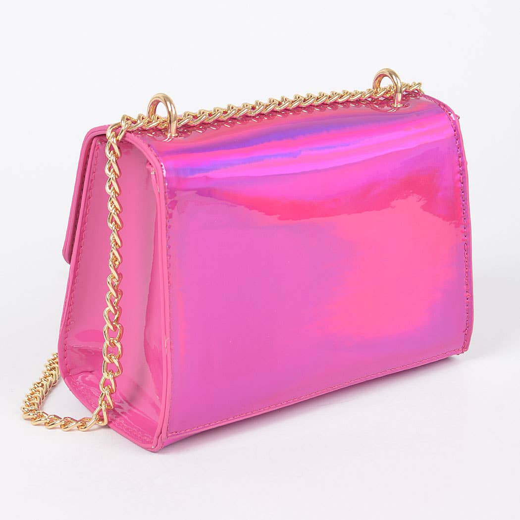 Mirror Metallic Flap Crossbody Bag