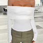 Ruched Off-Shoulder Long Sleeve T-Shirt