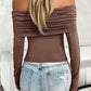Ruched Off-Shoulder Long Sleeve T-Shirt