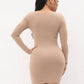 Screen Print Long Sleeve Bodycon Dress