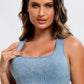 3 Piece Washed Square Neck Wide Strap Active Set
