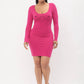 Screen Print Long Sleeve Bodycon Dress