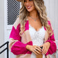 Angel Wings Striped Open Front Dropped Shoulder Cardigan