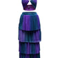 Strap halter top & layered skirt set