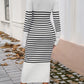 Devine Striped V-Neck Long Sleeve Sweater Dress