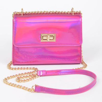 Mirror Metallic Flap Crossbody Bag