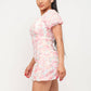 Mesh Inside Lining Flower Detail Mini Dress