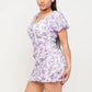 Mesh Inside Lining Flower Detail Mini Dress