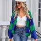 Angel Wings Striped Open Front Dropped Shoulder Cardigan