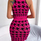 Houndstooth Sleeveless Top and Skirt Sweater Set