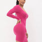 Screen Print Long Sleeve Bodycon Dress