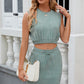 Round Neck Sleeveless Top and Drawstring Skirt Set