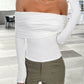 Ruched Off-Shoulder Long Sleeve T-Shirt