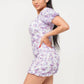 Mesh Inside Lining Flower Detail Mini Dress